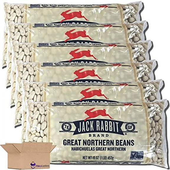 Jack Rabbit Great Northern Beans Value Pack   | 16 Ounce Bag | Pack of 6