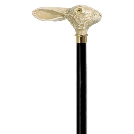 Jack Rabbit Walking cane in white Ivory style imported from Italy