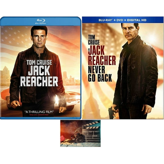 Jack Reacher 1 One & Never Go Back 2 Two (Blu Ray) Tom Cruise Includes Glossy Print Movie Set Camera Art Card