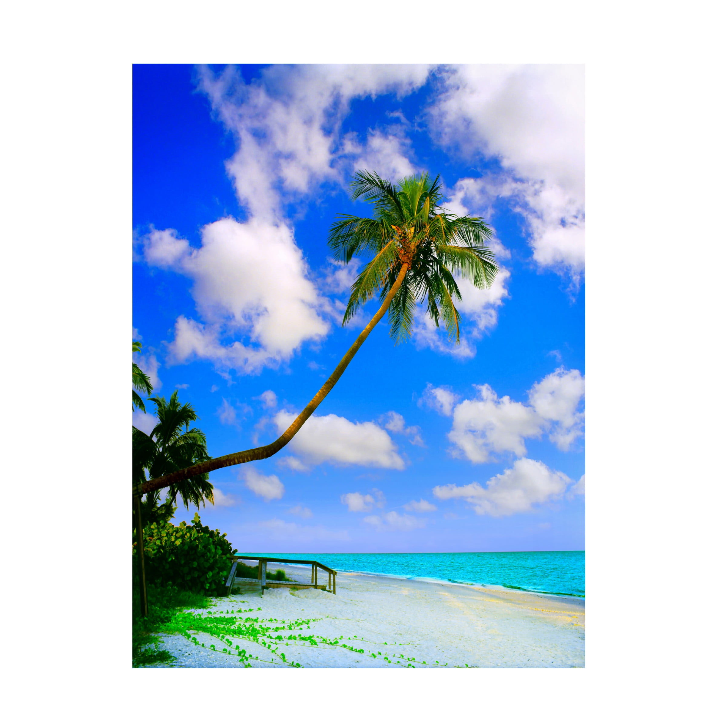 Sanibel Island Vertical Canvas Print in Blue and White