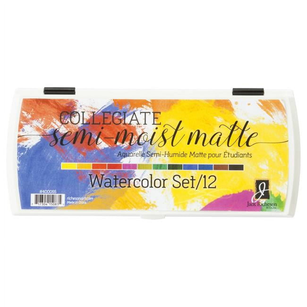Richeson Collegiate Semi-Moist Watercolor - Set of 12, Matte