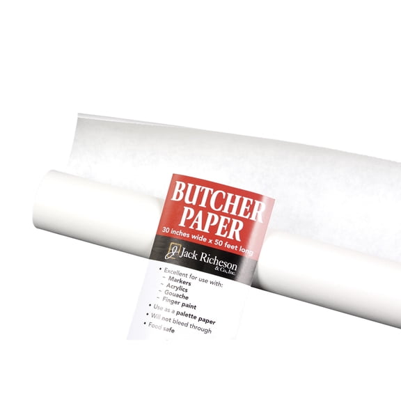 Jack Richeson Butcher Paper Roll, 30 Inches x 50 Feet, White
