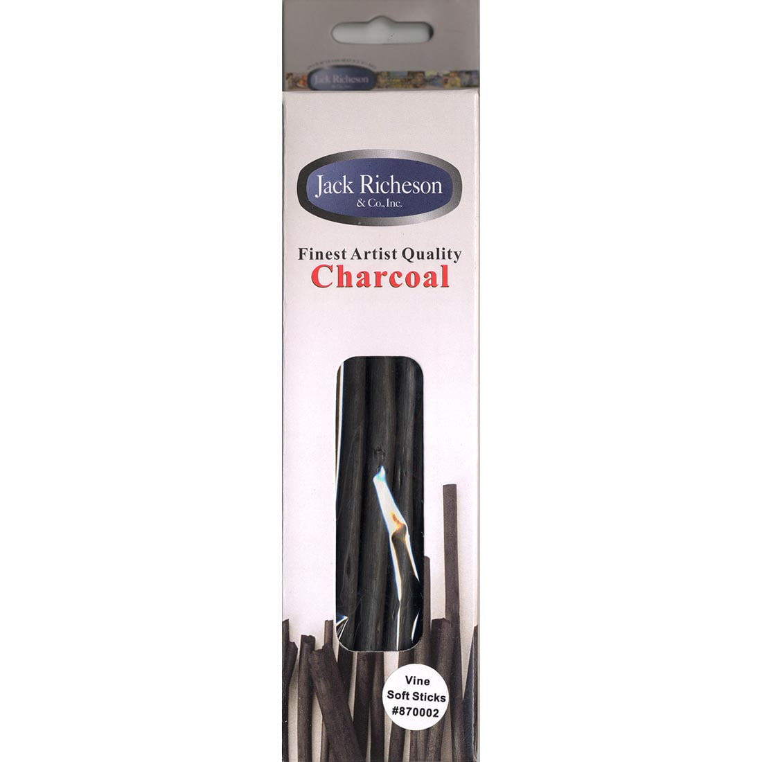 Jack Richeson Extra Soft Thin Vine Charcoal Stick, 1/8 X 6 in, Black, Pack of 25