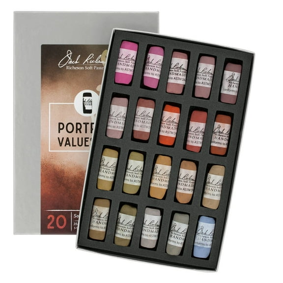 Jack Richeson Hand Rolled Soft Pastels Values 3-4 20 Piece Portrait Set