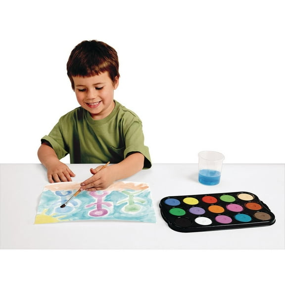 Richeson Tempera Cakes - Set of 15 with Tray, Assorted Colors, Mini Cakes