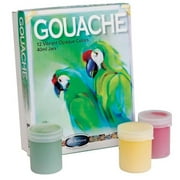 Jack Richeson Non-Toxic Gouache Paint Set, 1.35 Ounce Plastic Jar, Assorted Opaque Color, Set of 12