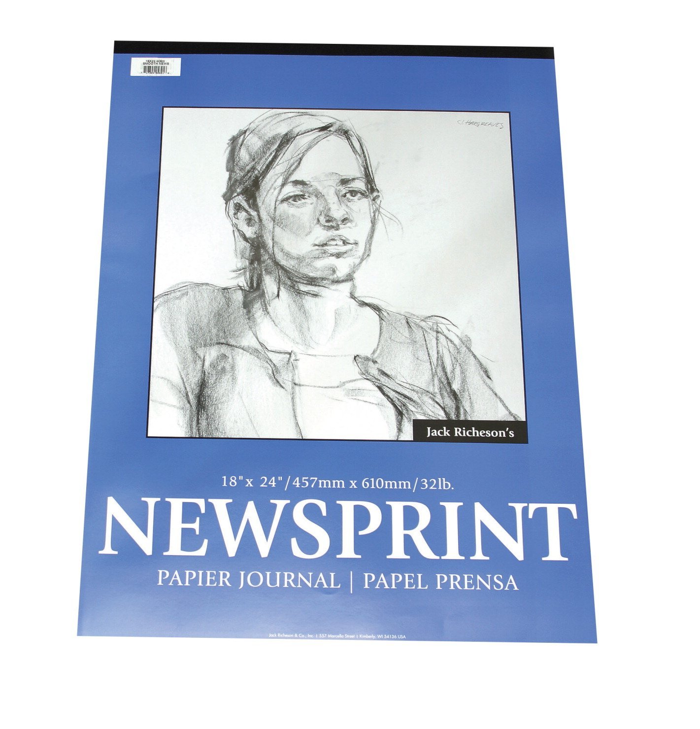 Jack Richeson Newsprint Pad, White, 100 sheets, 18 x 24
