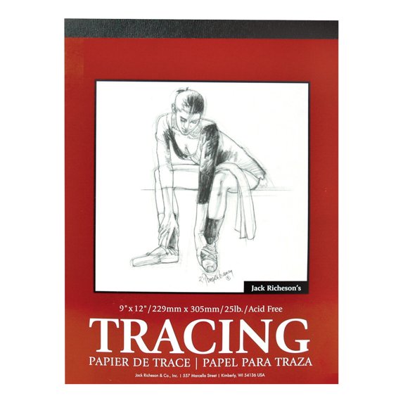 Jack Richeson Tape Bound Medium-Weight Tracing Paper, 25 lb, 12 X 18 in, 50 Sheets, Transparent