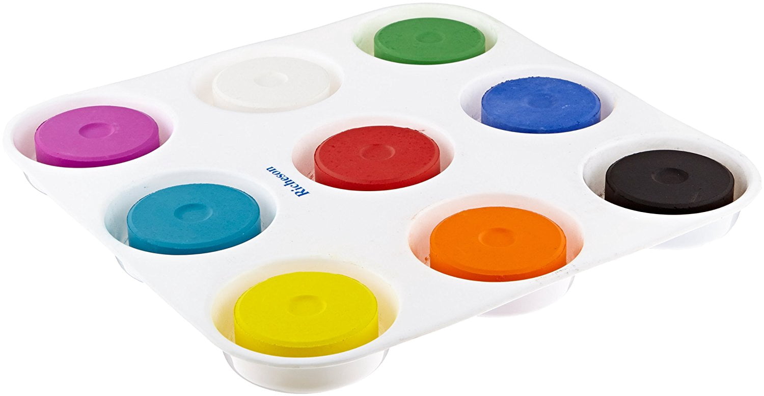 Jack Richeson 2.25 x 0.75 in. Non-Toxic Tempera Paint Cake Set With Tray, Set 9