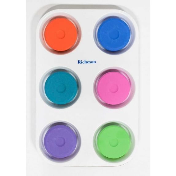 Richeson Tempera Cakes - Set of 6 with Tray, Secondary Colors, Large Cakes