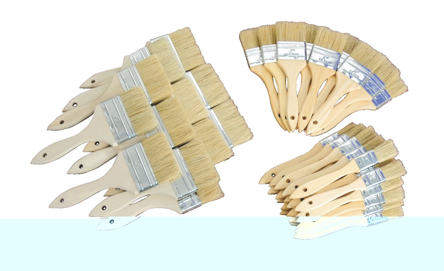 Jack Richeson Standard White Bristle Utility Brush Assortment, Assorted Size, Pack of 48