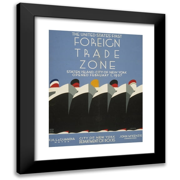 Jack Rivolta 20x24 Black Modern Framed Museum Art Print Titled - The United States’ First Foreign Trade Zone (1937)