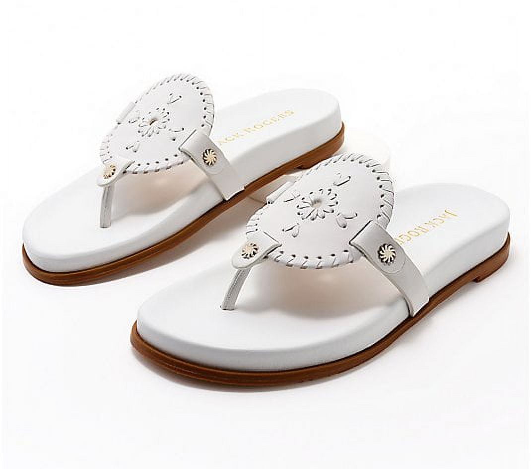 Jack Rogers Womens White Flat Leather Sandal Size 10 | Leather sandals  flat, Womens white flats, White flats