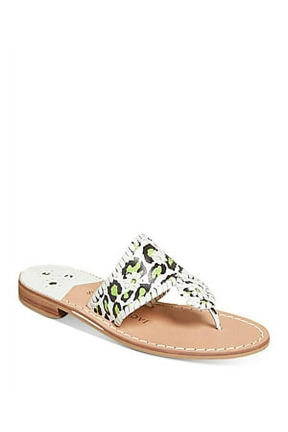 Women's Jacks Leather Thong Sandals - Neon Green - Size 7.5