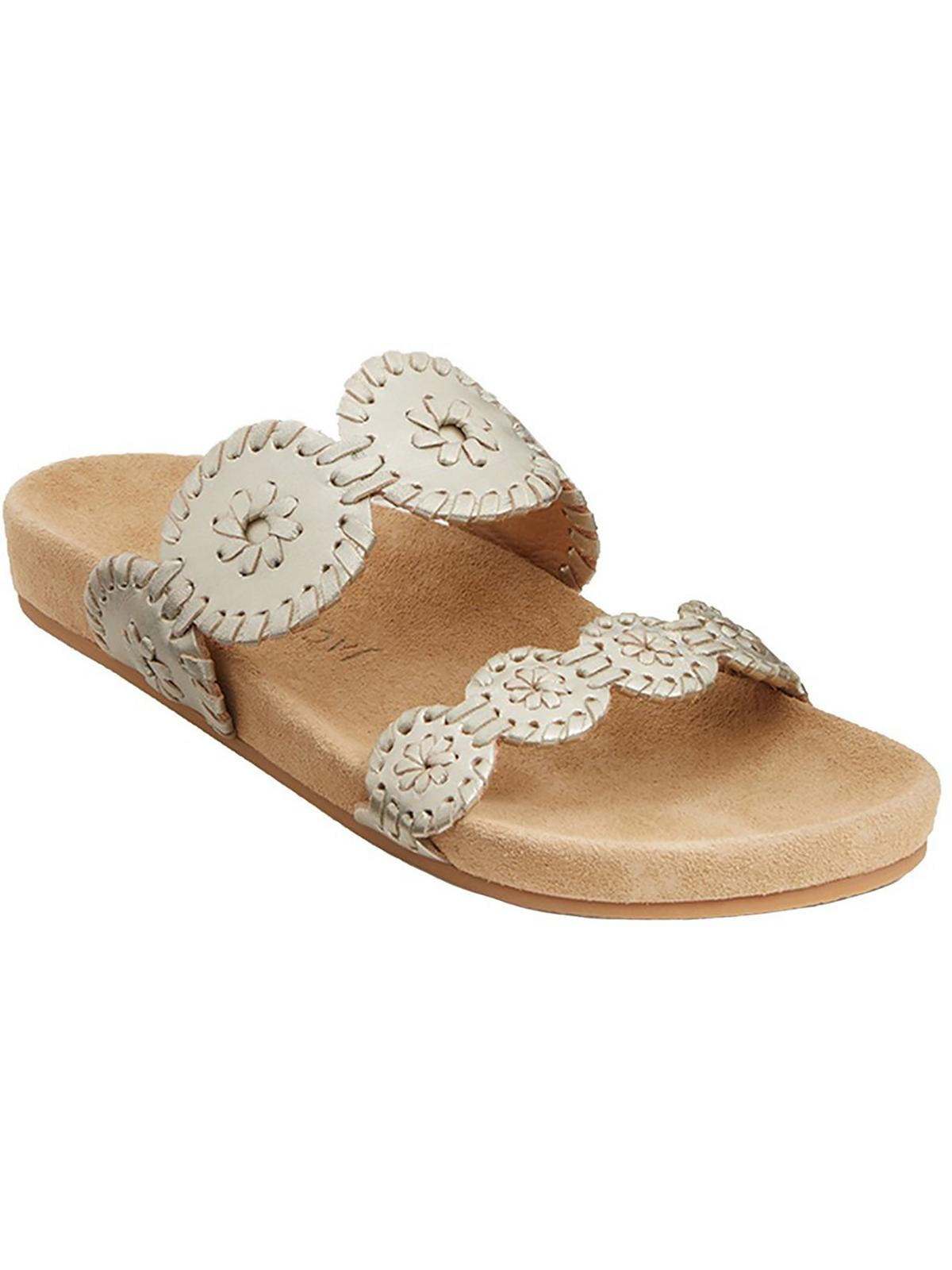 Jack Rogers Womens Comfort Lauren Leather Metallic Slide Sandals Walmart