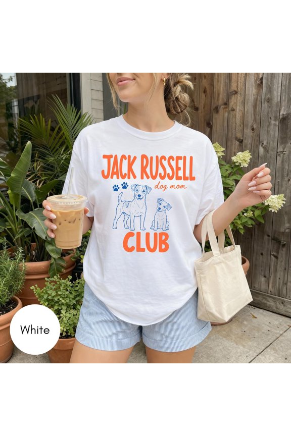 Jack Rusell Mom Club Shirt, Jack Rusell Terrier Lover Gifts, Vintage Style Dog Mama Graphic Tee