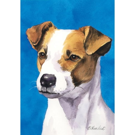 Jack Russell - Barbara Van Vliet Portrait Large Flag