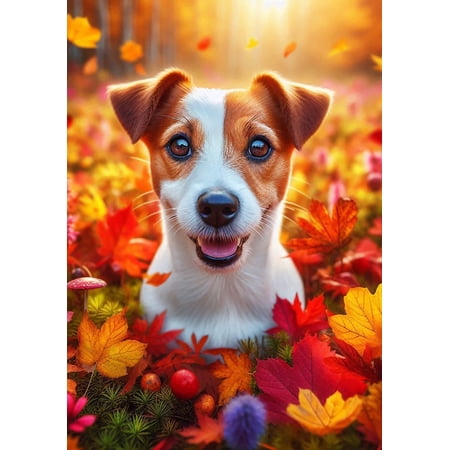 Jack Russell - Best of Breed DCR Falling Leaves Garden Flag 12" x 17"