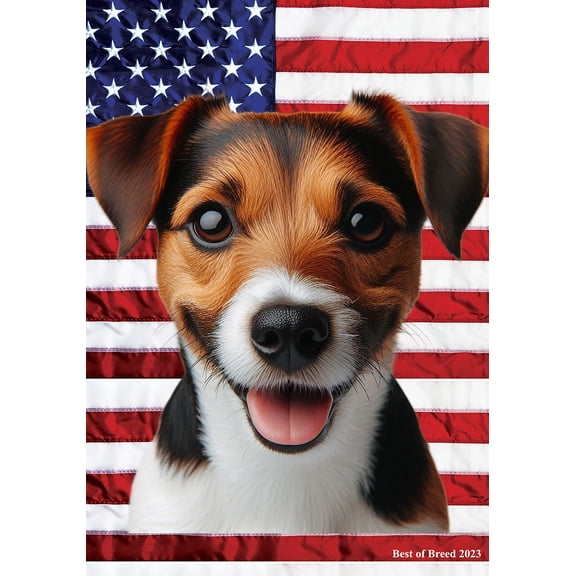 Jack Russell Brown/Black - Best of Breed All-American Patriotic III House Flags