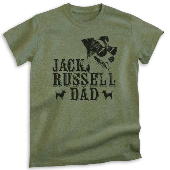 Jack Russell Dad, Unisex Men's Shirt, Jack Russell Terrier, Jack Russell Owner, Funny Dog Dad Gift, Heather Military Green, Large
