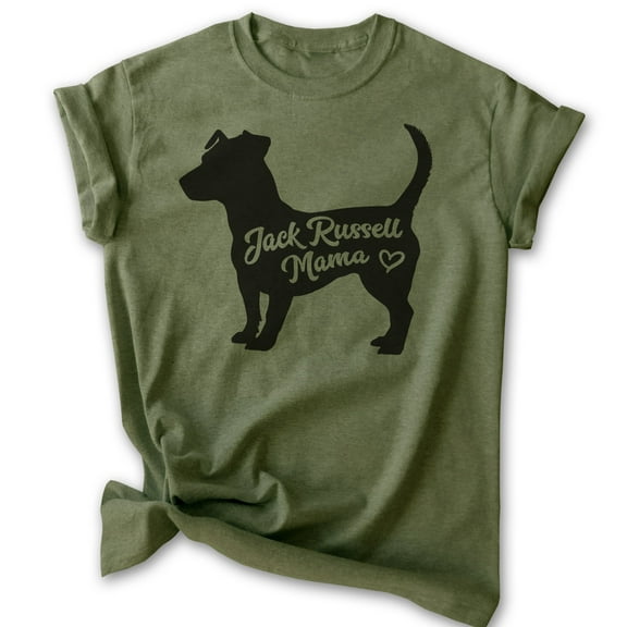 Jack Russell Mama, Unisex Women's Shirt, Jack Russell Terrier, Jack Russell Owner, Funny Dog Mama Gift, Heather Military Green, Medium