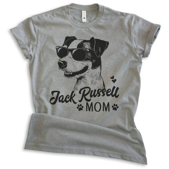 Jack Russell Mom, Unisex Women's Shirt, Jack Russell Terrier, Jack Russell Owner, Funny Dog Mom Gift, Dark Heather Gray, Medium