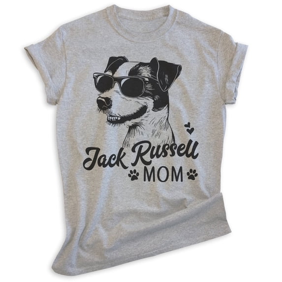 Jack Russell Mom, Unisex Women's Shirt, Jack Russell Terrier, Jack Russell Owner, Funny Dog Mom Gift, Heather Gray, Large