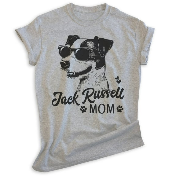 Jack Russell Mom, Unisex Women's Shirt, Jack Russell Terrier, Jack Russell Owner, Funny Dog Mom Gift, Heather Gray, Small