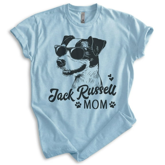 Jack Russell Mom, Unisex Women's Shirt, Jack Russell Terrier, Jack Russell Owner, Funny Dog Mom Gift, Heather Light Blue, X-Large