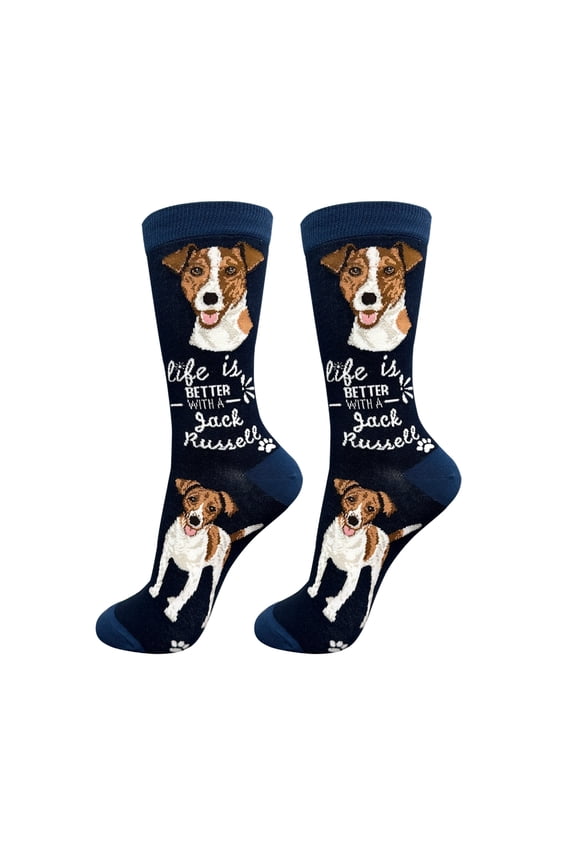 Jack Russell Socks - Life Is Better Socks for Pet Lovers - Cute Unisex Socks - One Size Fits Most