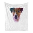 thumbnail image 1 of Jack Russell Soft Flannel Fleece Blanket, Watercolor Style Animal Portrait House Pet with Surprised Expression, Cozy Plush for Indoor and Outdoor Use, 50" x 60", Brown and Multicolor, by Ambesonne, 1 of 5