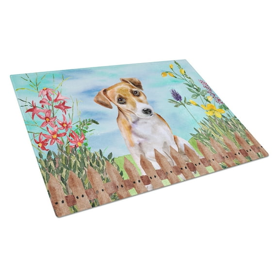 Jack Russell Terrier #2 Spring Glass Cutting Board Large