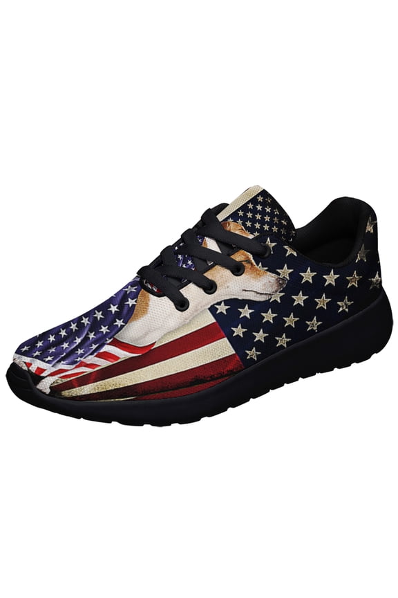 Jack Russell Terrier American flag Patriot Shoes Sneakers Black Size 9