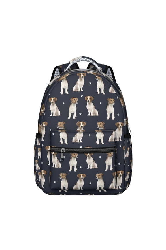 Jack Russell Terrier Backpack for School,Cute School Bag,Schoolbag with Adjustable Shoulder Straps & Padded Back,15.3"x11"x7.1".﻿