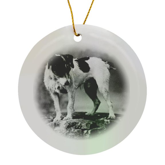 3drose, Jack Russell Terrier (black and White), Circle Porcelain Ornament