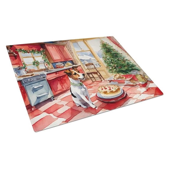 Jack Russell Terrier Christmas Cookies Glass Cutting Board