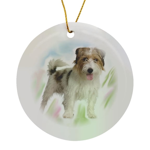 3drose, Jack Russell Terrier, Circle Porcelain Ornament