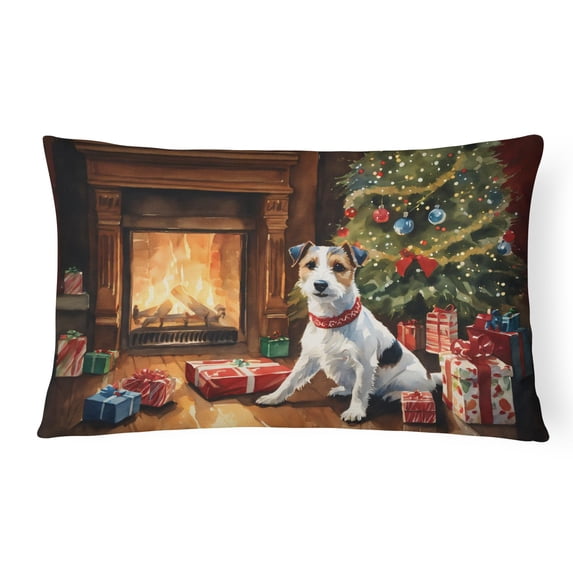Jack Russell Terrier Cozy Christmas Throw Pillow 12 in x 16 in