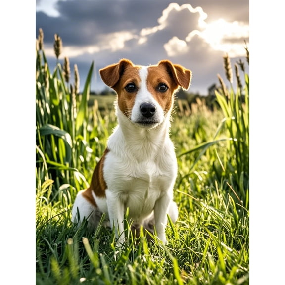 Jack Russell Terrier Diamond Painting DIY Kits 5D Diamond Art Full Round Drill Beads by Number Stitch Handmade Arts and Crafts for Living Room Bedroom Home Wall Decor 12x16 inch