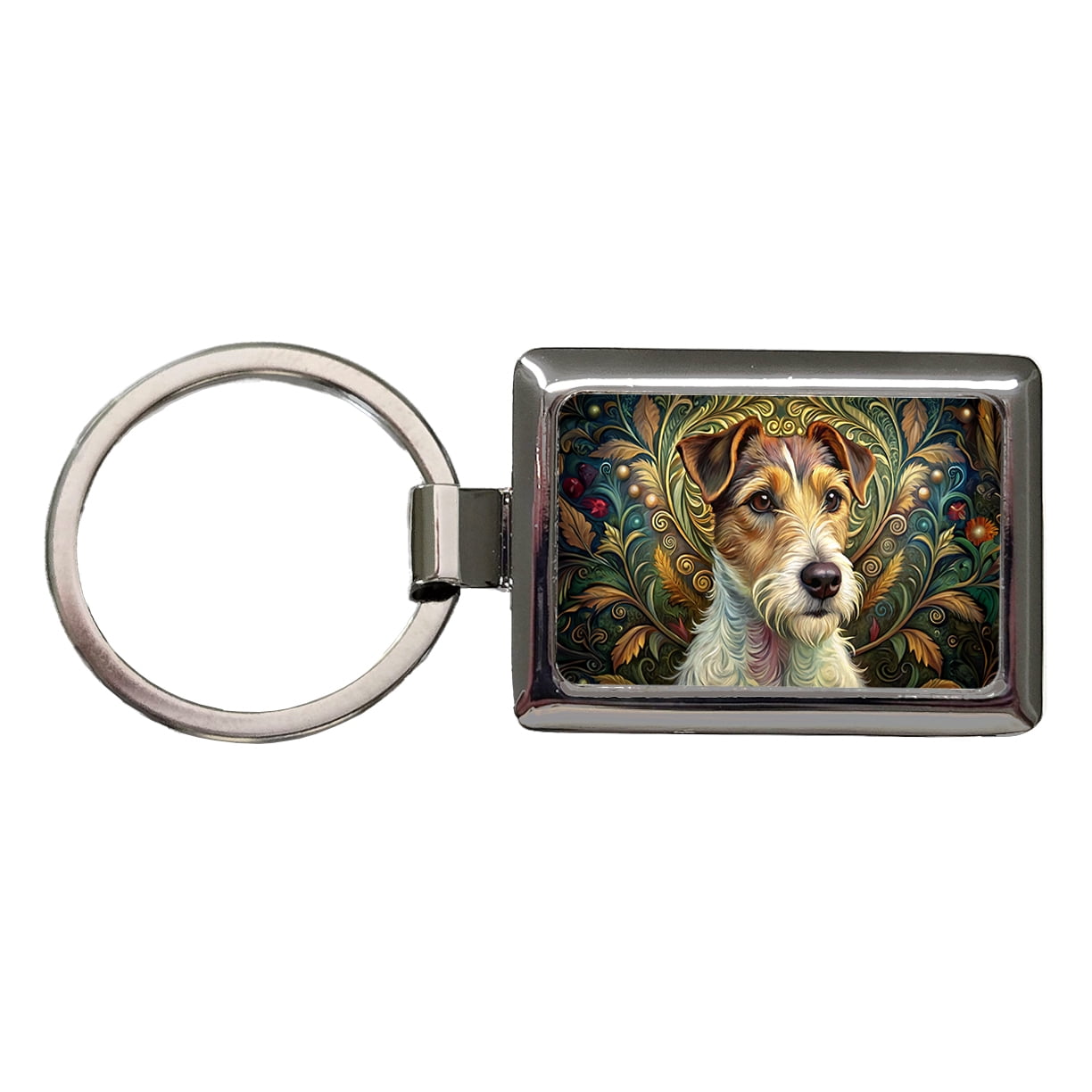 Jack Russell Terrier Dog Art Nouveau Metal Rectangle Keychain - Walmart.com
