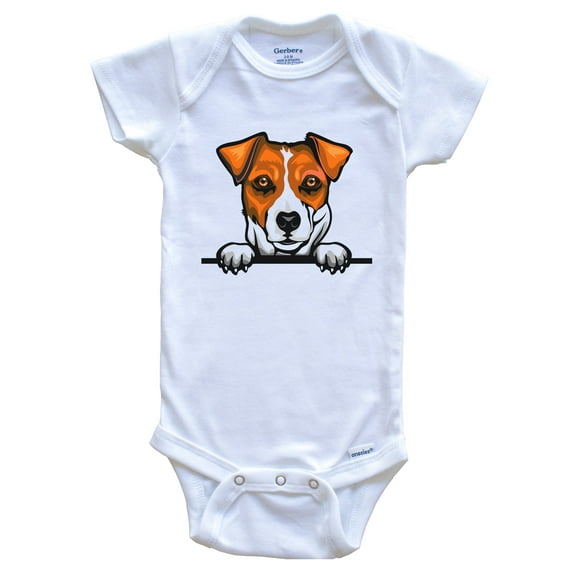 Jack Russell Terrier Dog Breed Cute Baby Bodysuit, 6-9 months white