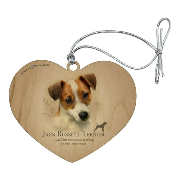 Jack Russell Terrier Dog Breed Heart Love Wood Christmas Tree Holiday Ornament