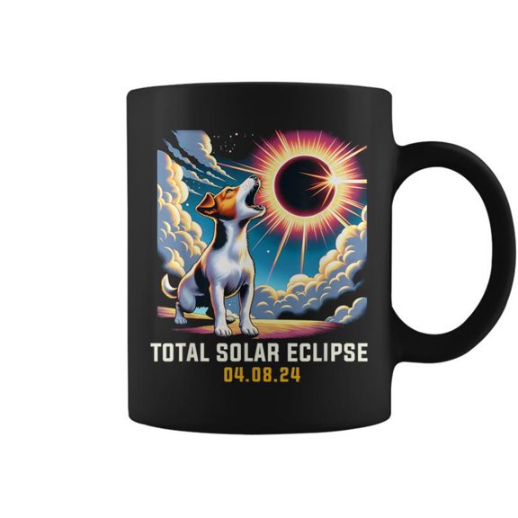 Jack Russell Terrier Dog Howling At Solar Eclipse Coffee Mugs