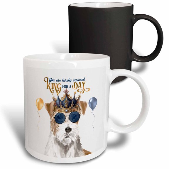 3drose, Jack Russell Terrier Dog Rough Variety Funny King for a Day, 11oz Magic Transforming Mug