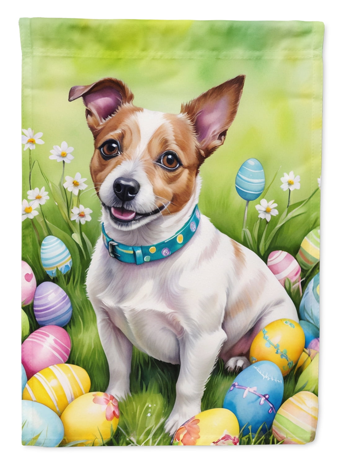 Jack Russell Terrier Easter Egg Hunt House Flag 28 in x 40 in
