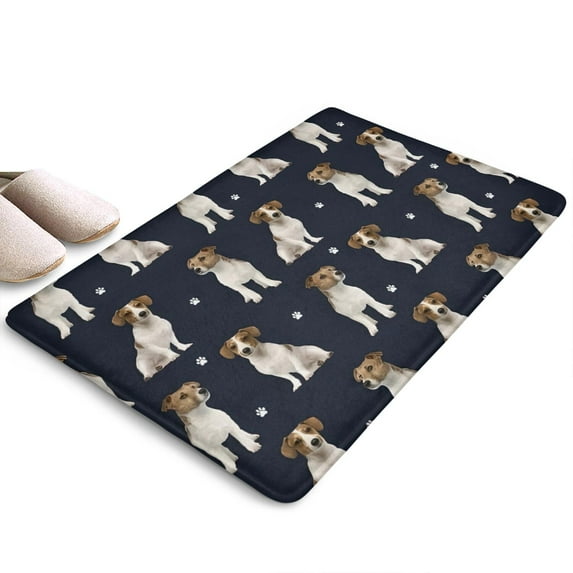 Jack Russell Terrier Flannel Non Slip Door Rugs,Washable Door Mats Indoor,Decorative Door Mats,Dirt-Resistant and Absorbent Doormat for Entrance,Bedroom,Kitchen,Bathroom,31.5x17in(80x43cm)