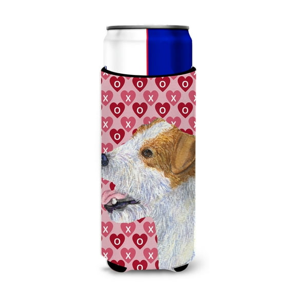 Jack Russell Terrier Hearts Love and Valentines Day Portrait Ultra Hugger for slim cans