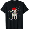 thumbnail image 1 of Jack Russell Terrier Holiday Dog Light Christmas Winter Fun Unisex T-Shirt up to size 5XL, 1 of 2