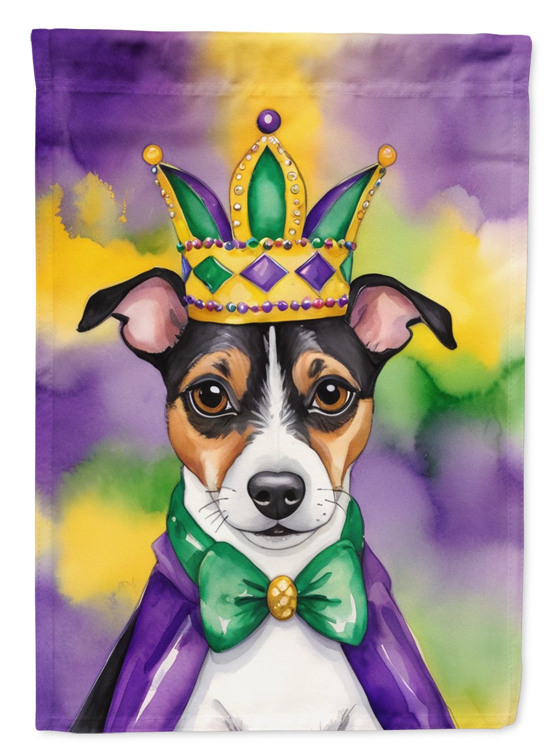 Jack Russell Terrier King of Mardi Gras Garden Flag 11.25 in x 15.5 in