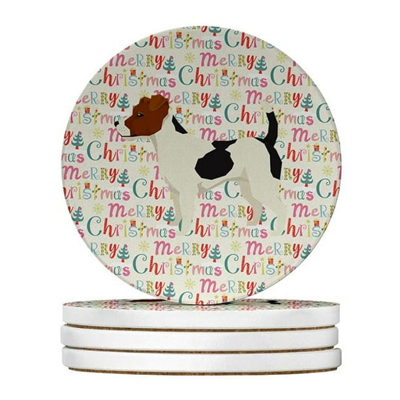 Jack Russell Terrier Merry Christmas Large Sandstone Coasters Pack of 4 4 in x 4 in